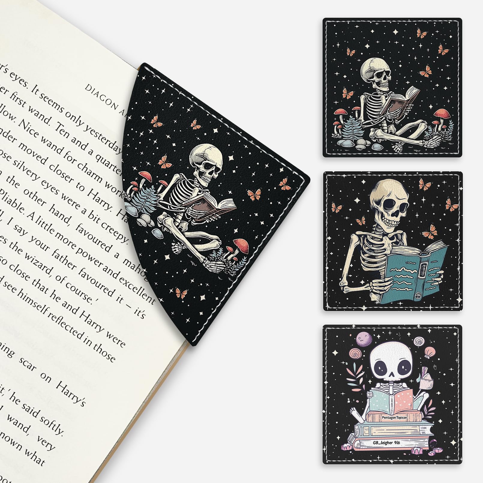 Amazon.com: Icycay Skeleton Book Corner Bookmarks, Funny Leather